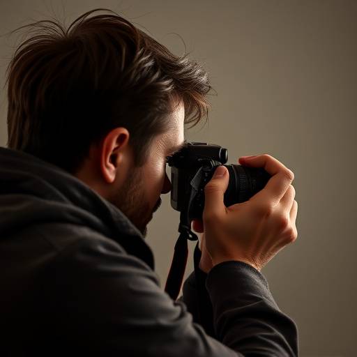 Photographer taking a portrait with a professional camera